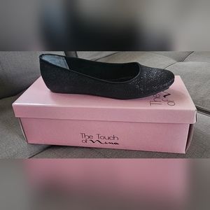 The Touch Of Nina "Larana Black Baby" SPARKLING BLACK FLATS Size 6m